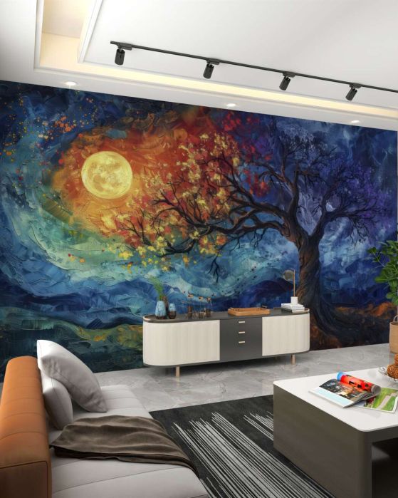 Carta da parati Brillante -ara luna in un albero