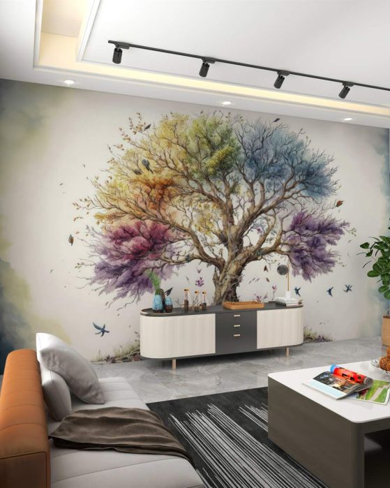 Carta da parati Un albero fiorito luminoso in estate