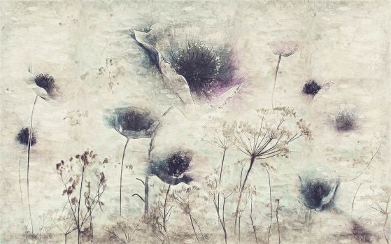 Carta da parati Fiorire il papavero sottile nel vento