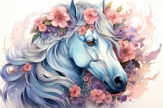 Carta da parati Un giovane cavallo nei fiori