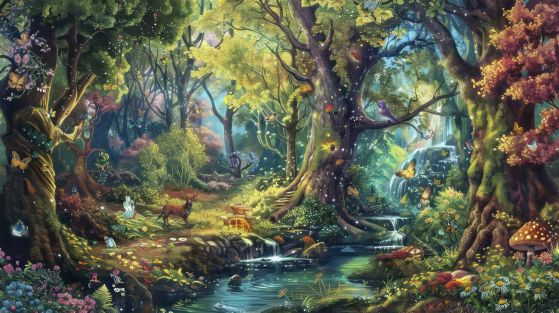 Carta da parati Una foresta spessa fata da tavolo